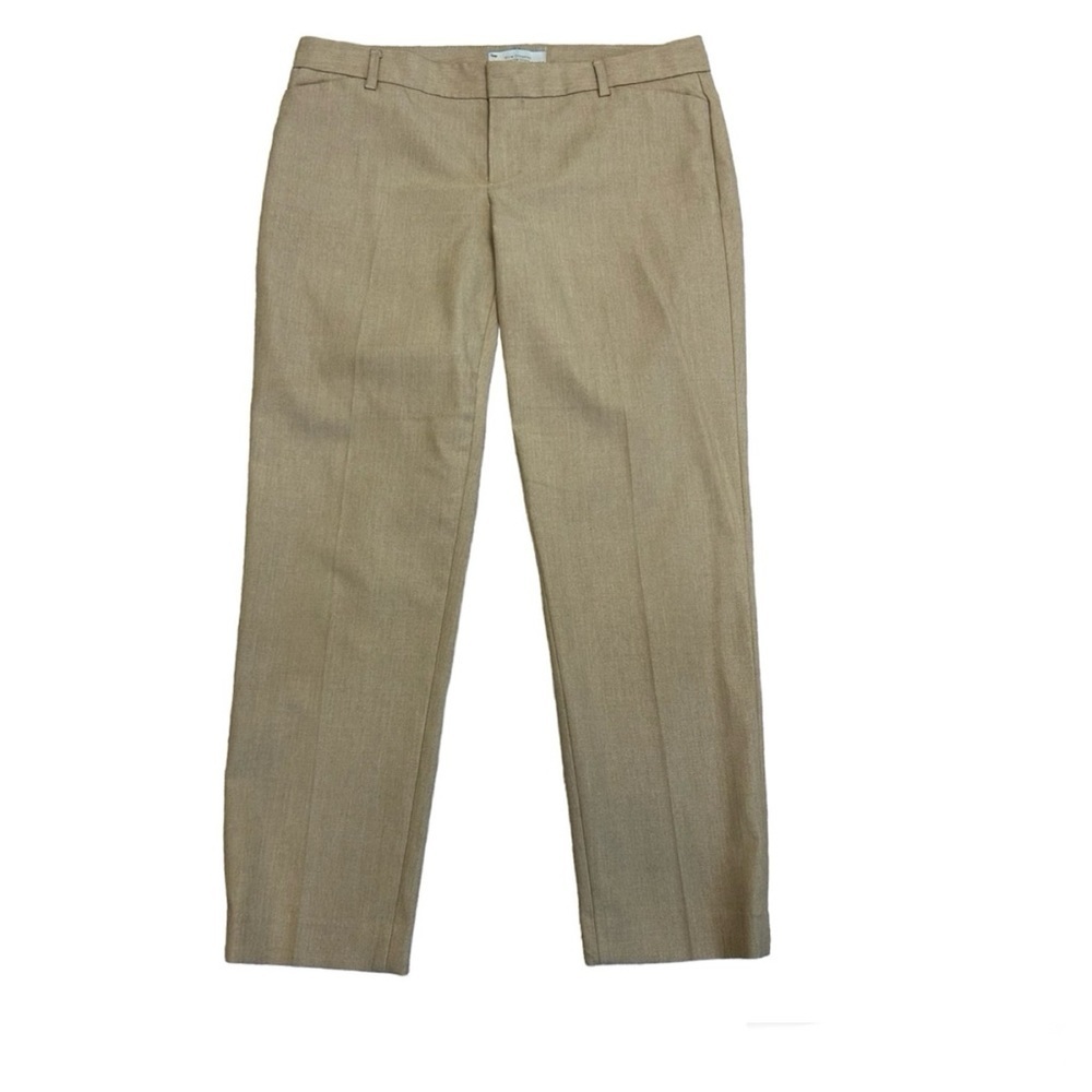 Gap tan brown khaki herringbone slim cropped ankle pants stretch Sz 4